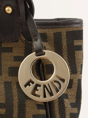 FFズッカパターンロゴチャームトートバッグ ブラウン