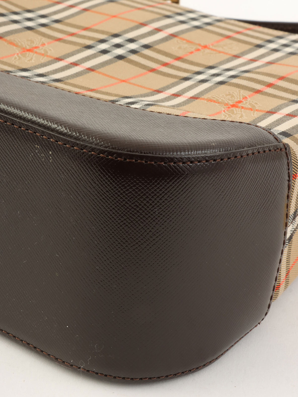 ノバチェックパターンロゴチャームワンショルダーバッグ ベージュ