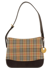 ノバチェックパターンロゴチャームワンショルダーバッグ ベージュ