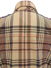 Check Pattern Layered Motif Jacket in Beige/Blue