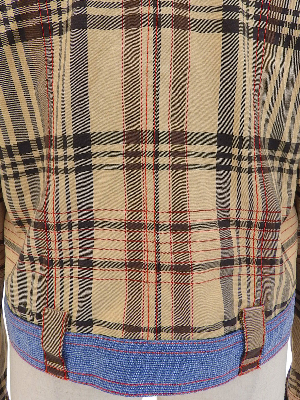 Check Pattern Layered Motif Jacket in Beige/Blue