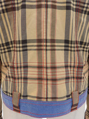 Check Pattern Layered Motif Jacket in Beige/Blue