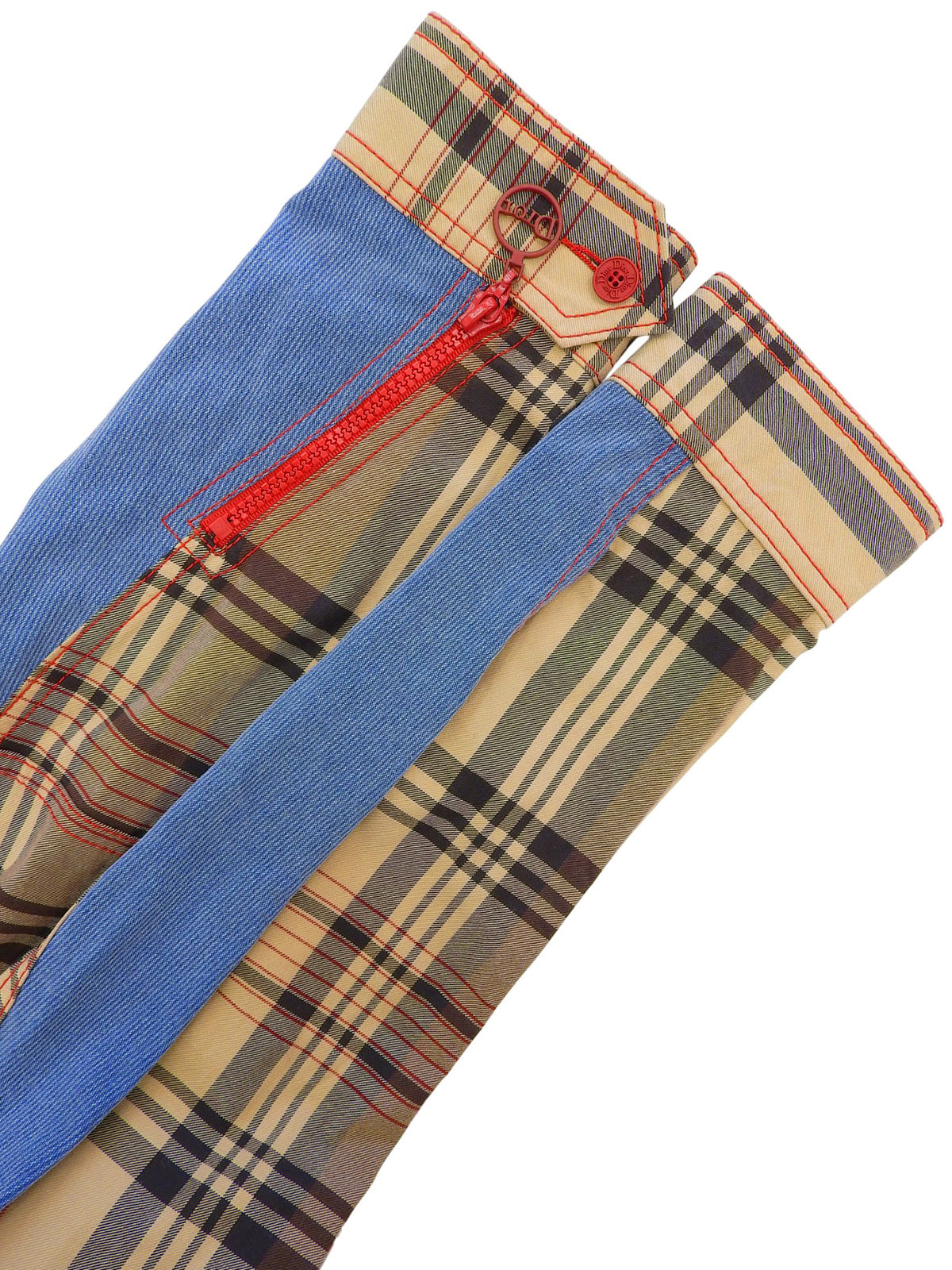 Check Pattern Layered Motif Jacket in Beige/Blue