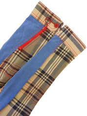 Check Pattern Layered Motif Jacket in Beige/Blue