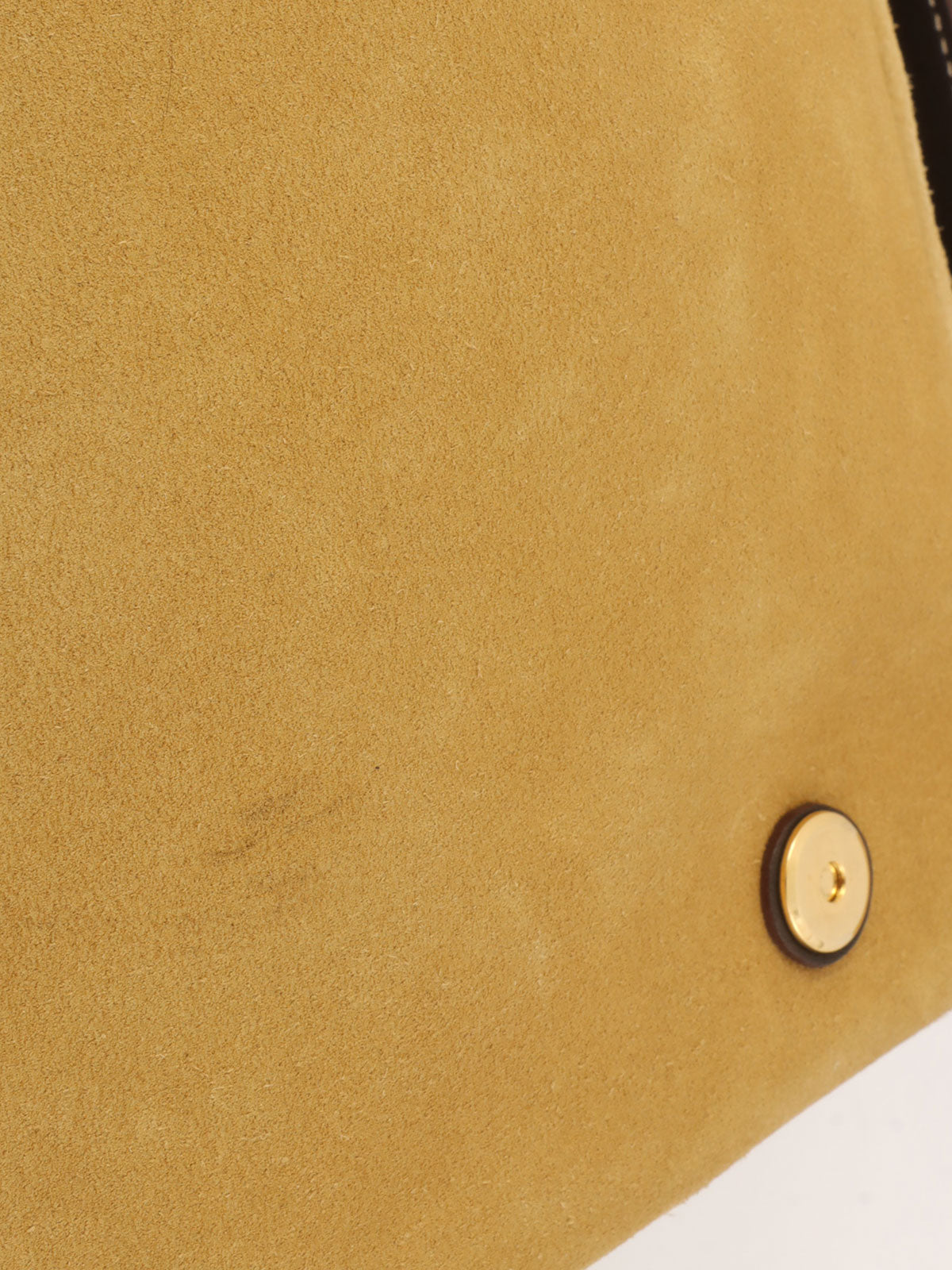 スエードアナグラムショルダーバッグ ベージュ/ブラウン