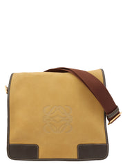 スエードアナグラムショルダーバッグ ベージュ/ブラウン