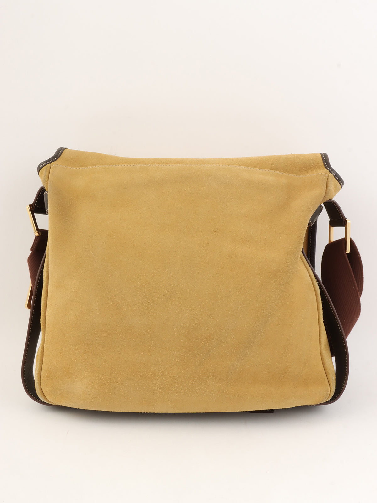 スエードアナグラムショルダーバッグ ベージュ/ブラウン