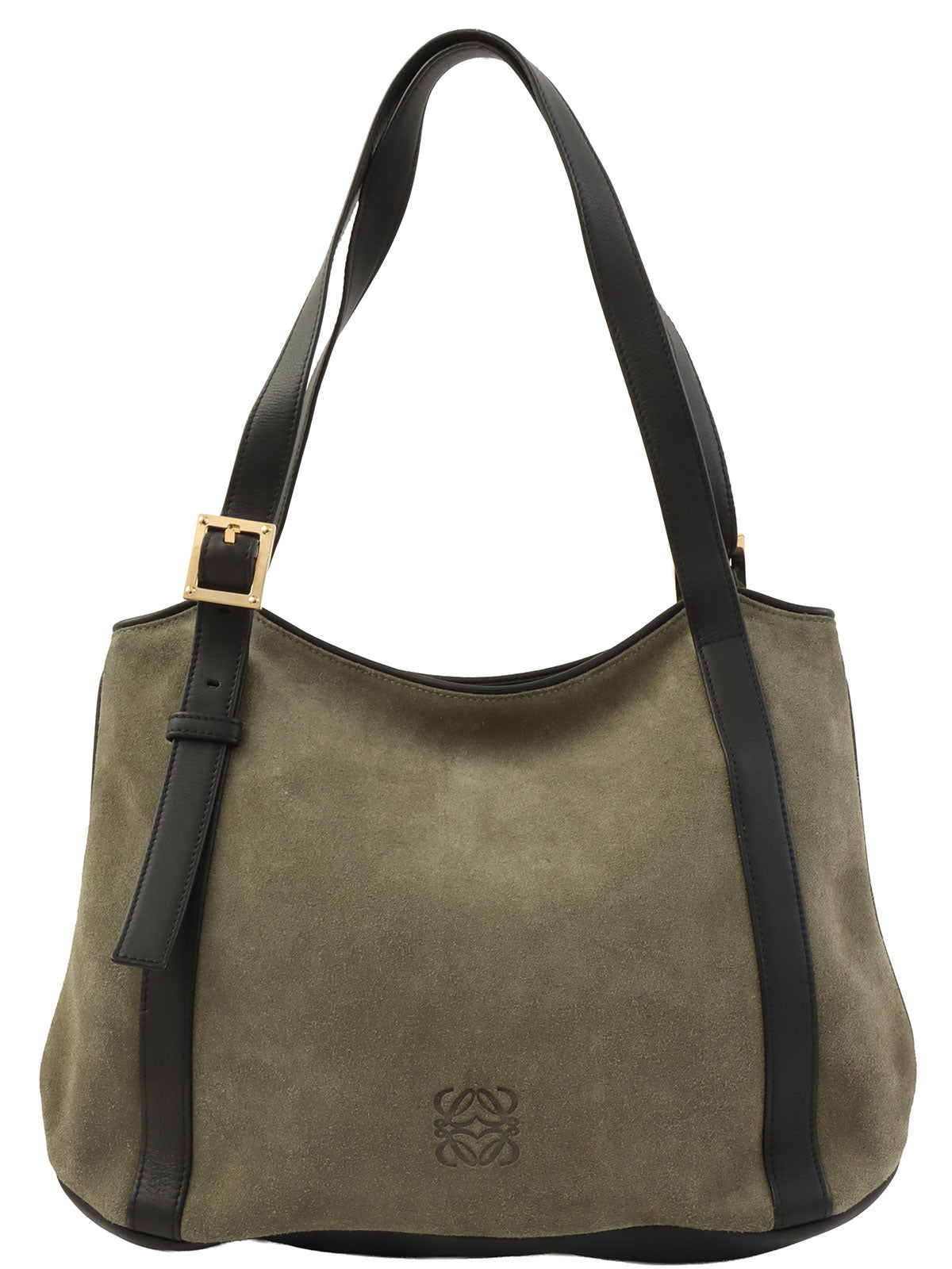 スエードアナグラムエンボスショルダーバッグ カーキ