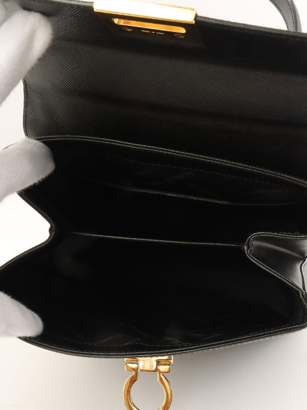 Saffiano Gancini 餐盘两用袋，黑色