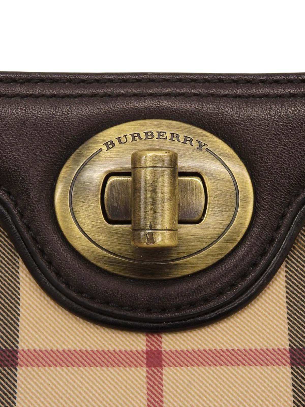 ノバチェックパターンハンドバッグ ベージュ/ブラウン