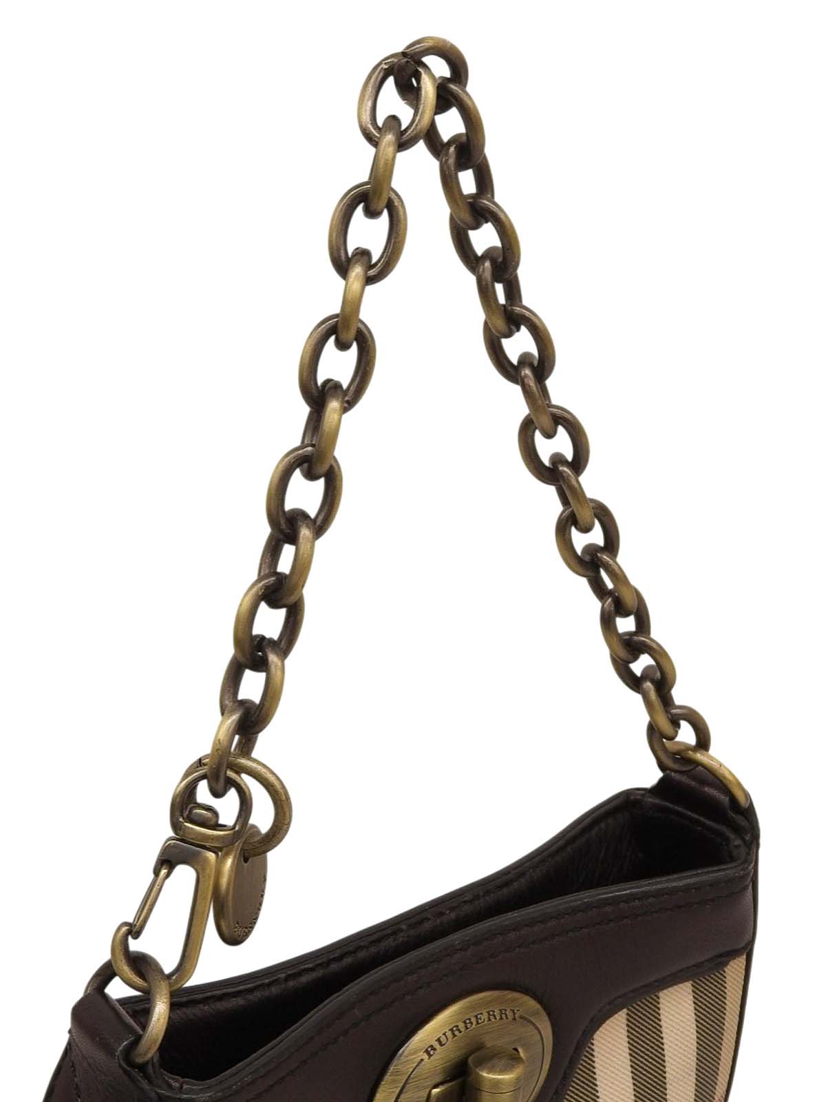 ノバチェックパターンハンドバッグ ベージュ/ブラウン