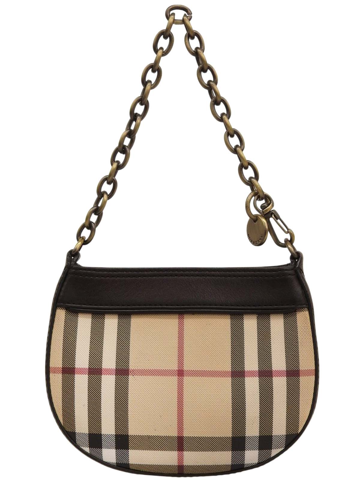 ノバチェックパターンハンドバッグ ベージュ/ブラウン