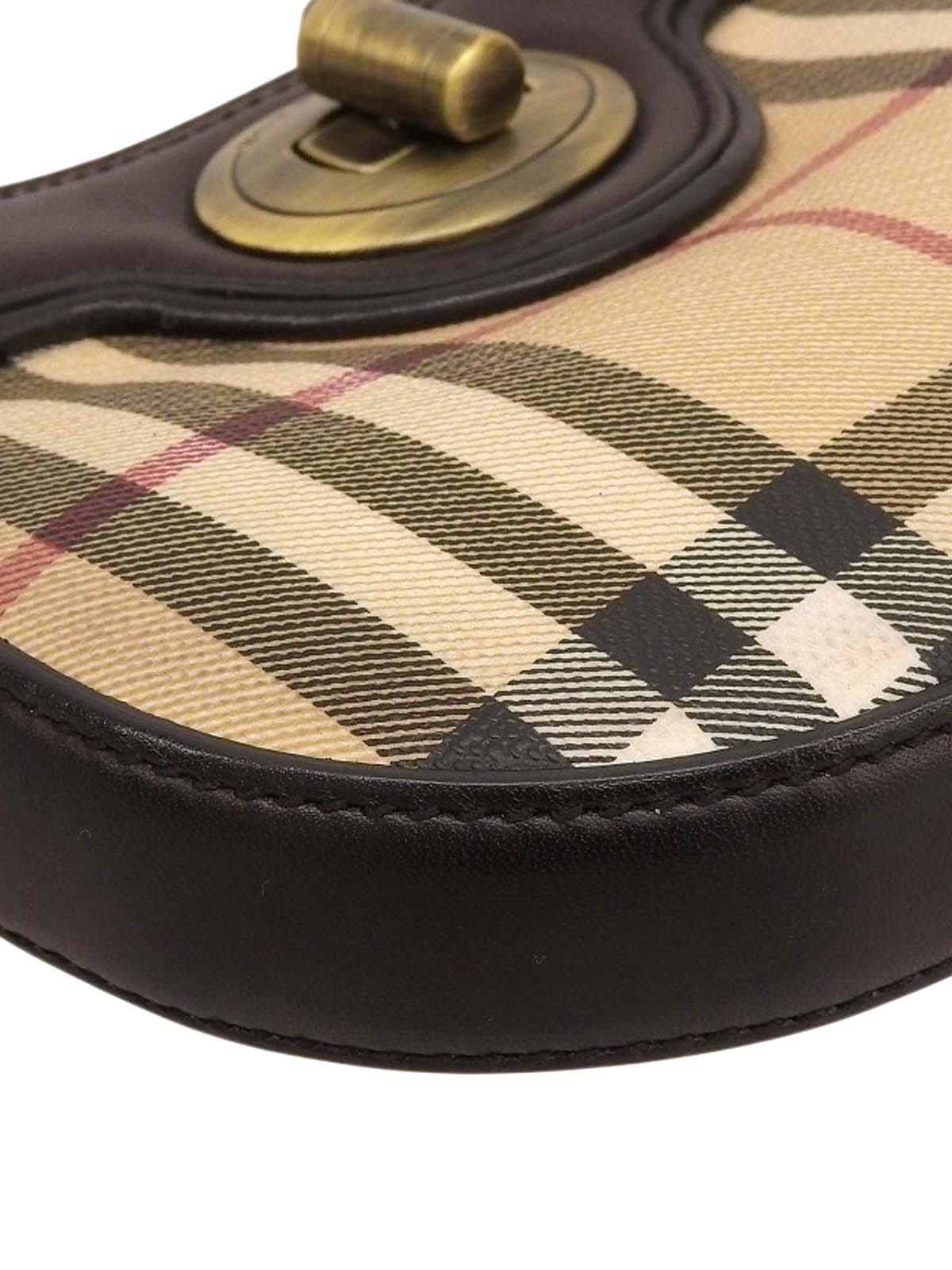 ノバチェックパターンハンドバッグ ベージュ/ブラウン