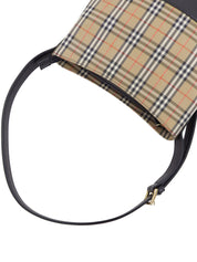 Nova Check Pattern Logo Embossed Shoulder Bag in Beige/Black/Multi