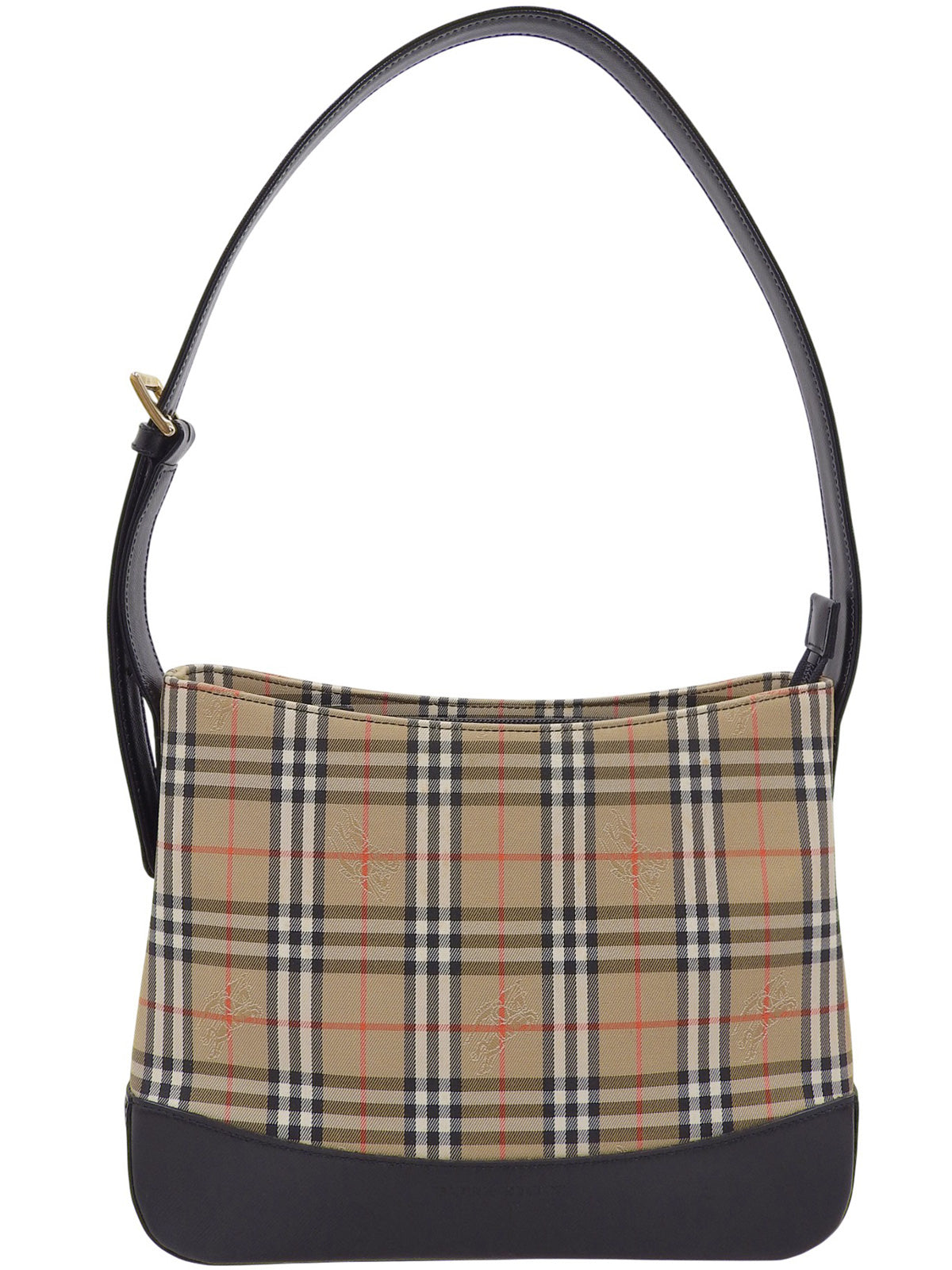 Nova Check Pattern Logo Embossed Shoulder Bag in Beige/Black/Multi