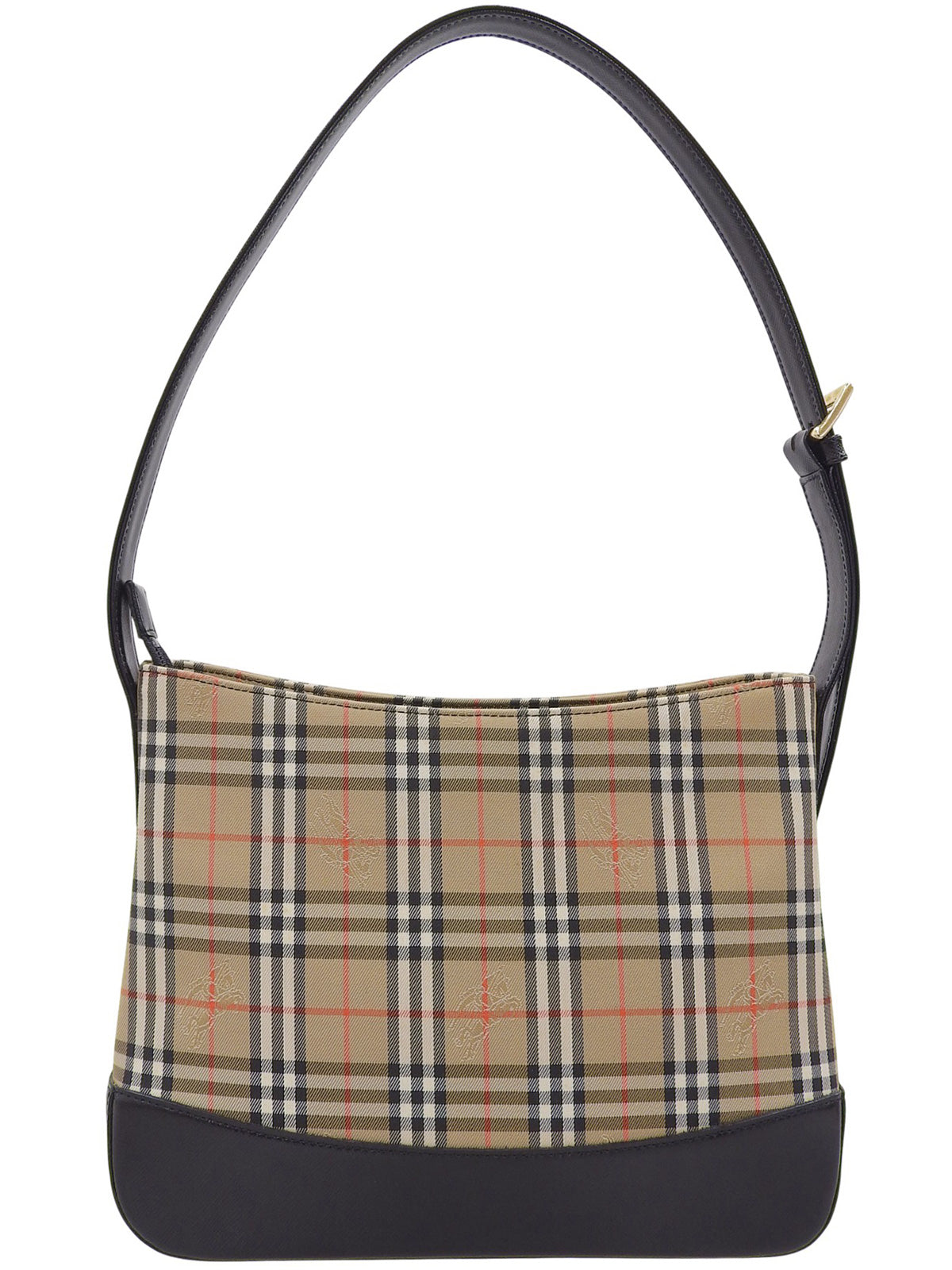 Nova Check Pattern Logo Embossed Shoulder Bag in Beige/Black/Multi