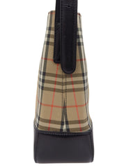 Nova Check Pattern Logo Embossed Shoulder Bag in Beige/Black/Multi