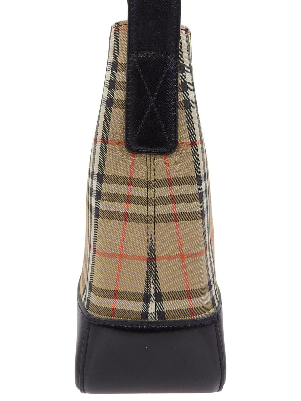 Nova Check Pattern Logo Embossed Shoulder Bag in Beige/Black/Multi