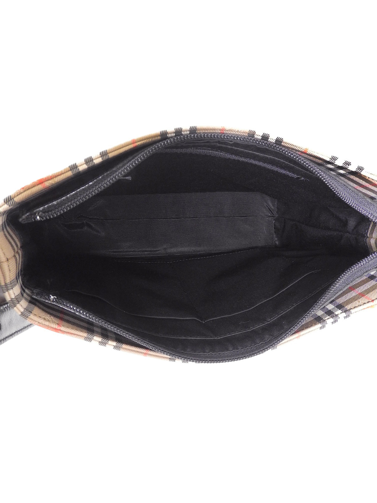 Nova Check Pattern Logo Embossed Shoulder Bag in Beige/Black/Multi