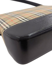 Nova Check Pattern Logo Embossed Shoulder Bag in Beige/Black/Multi