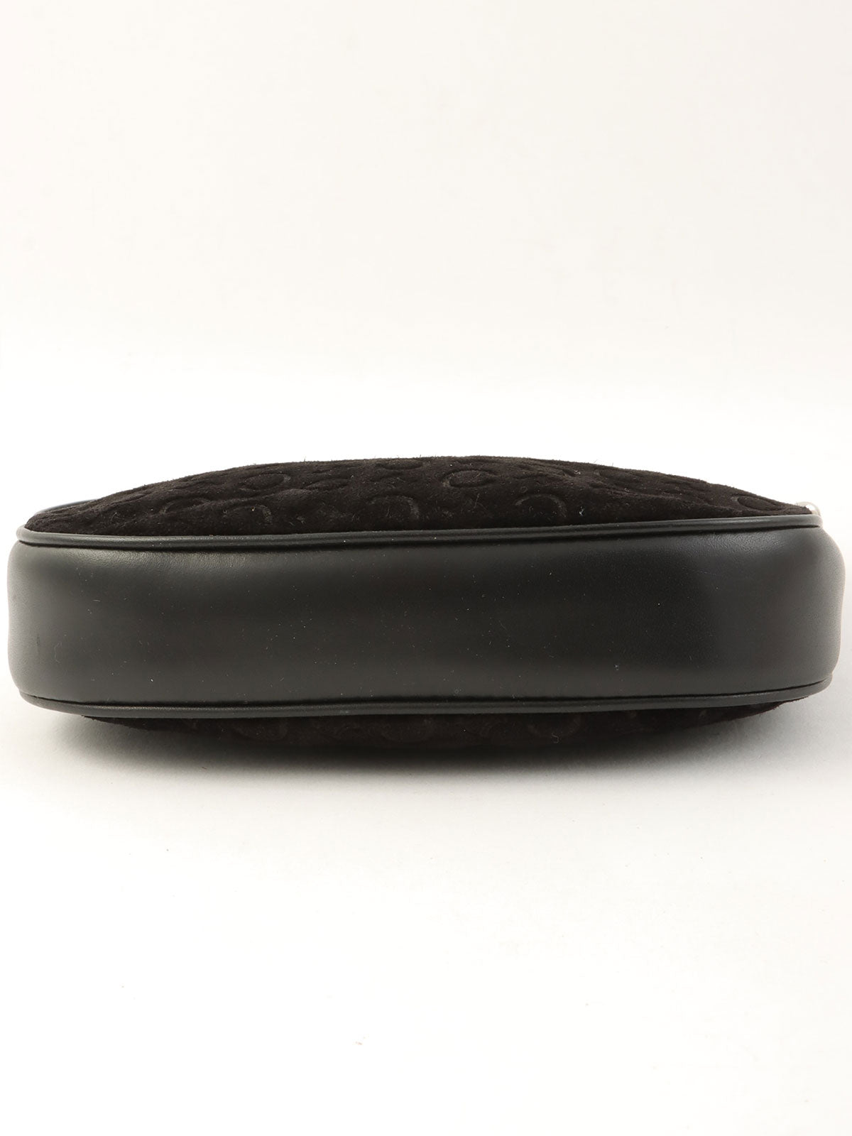 スエードマカダムパターンハンドバッグ ブラック