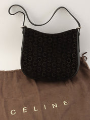 スエードマカダムパターンハンドバッグ ブラック