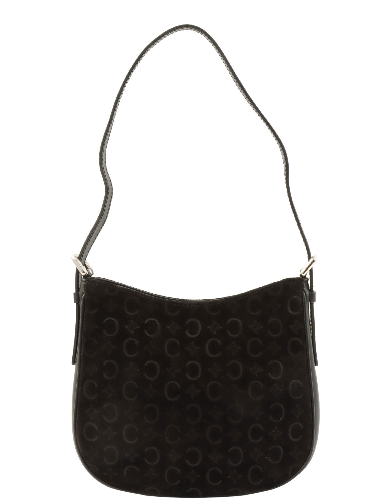 スエードマカダムパターンハンドバッグ ブラック