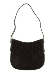 スエードマカダムパターンハンドバッグ ブラック