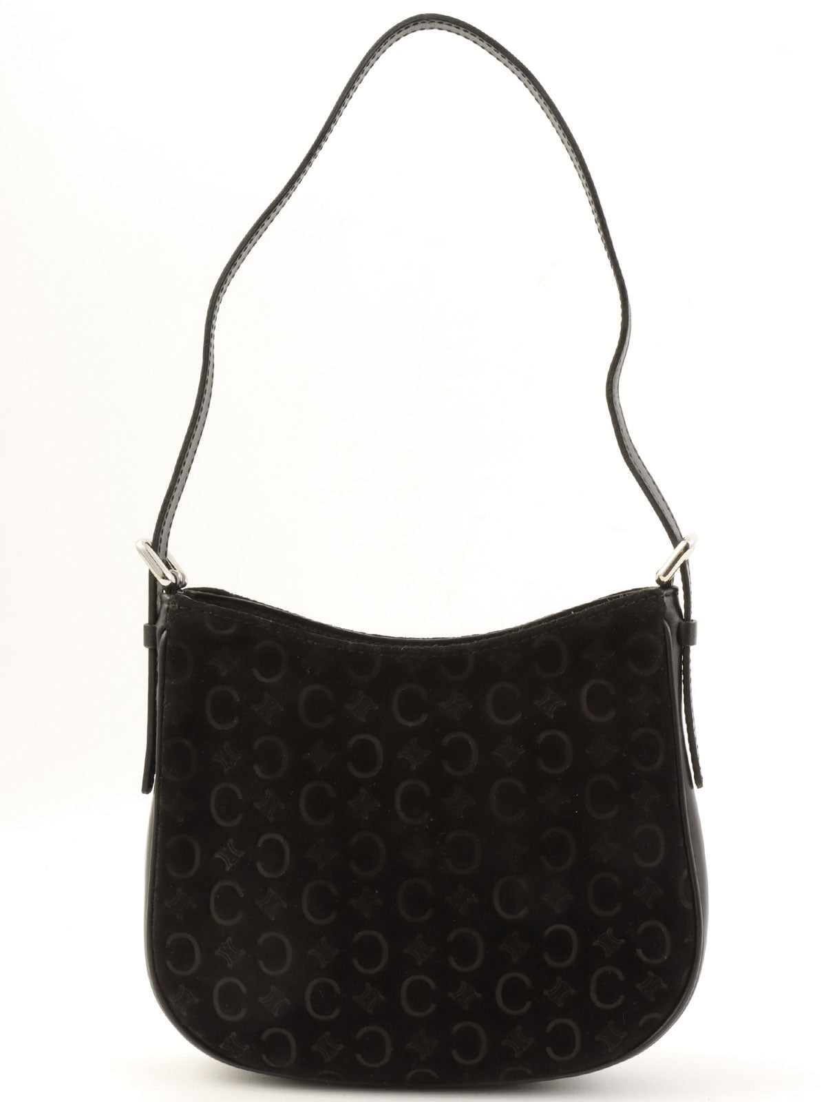 スエードマカダムパターンハンドバッグ ブラック