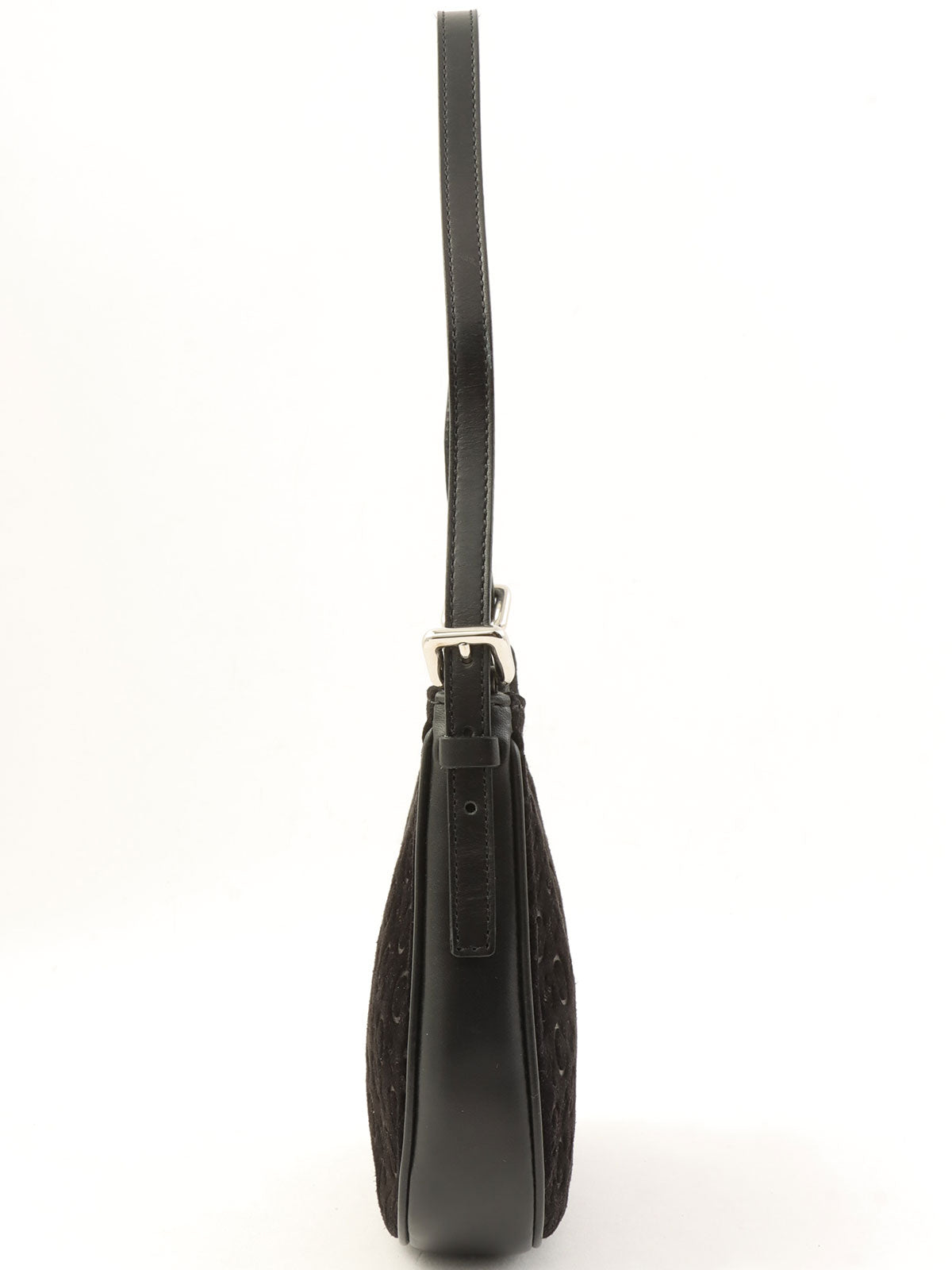 スエードマカダムパターンハンドバッグ ブラック