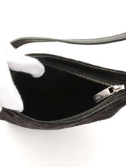 スエードマカダムパターンハンドバッグ ブラック