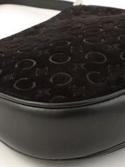 スエードマカダムパターンハンドバッグ ブラック