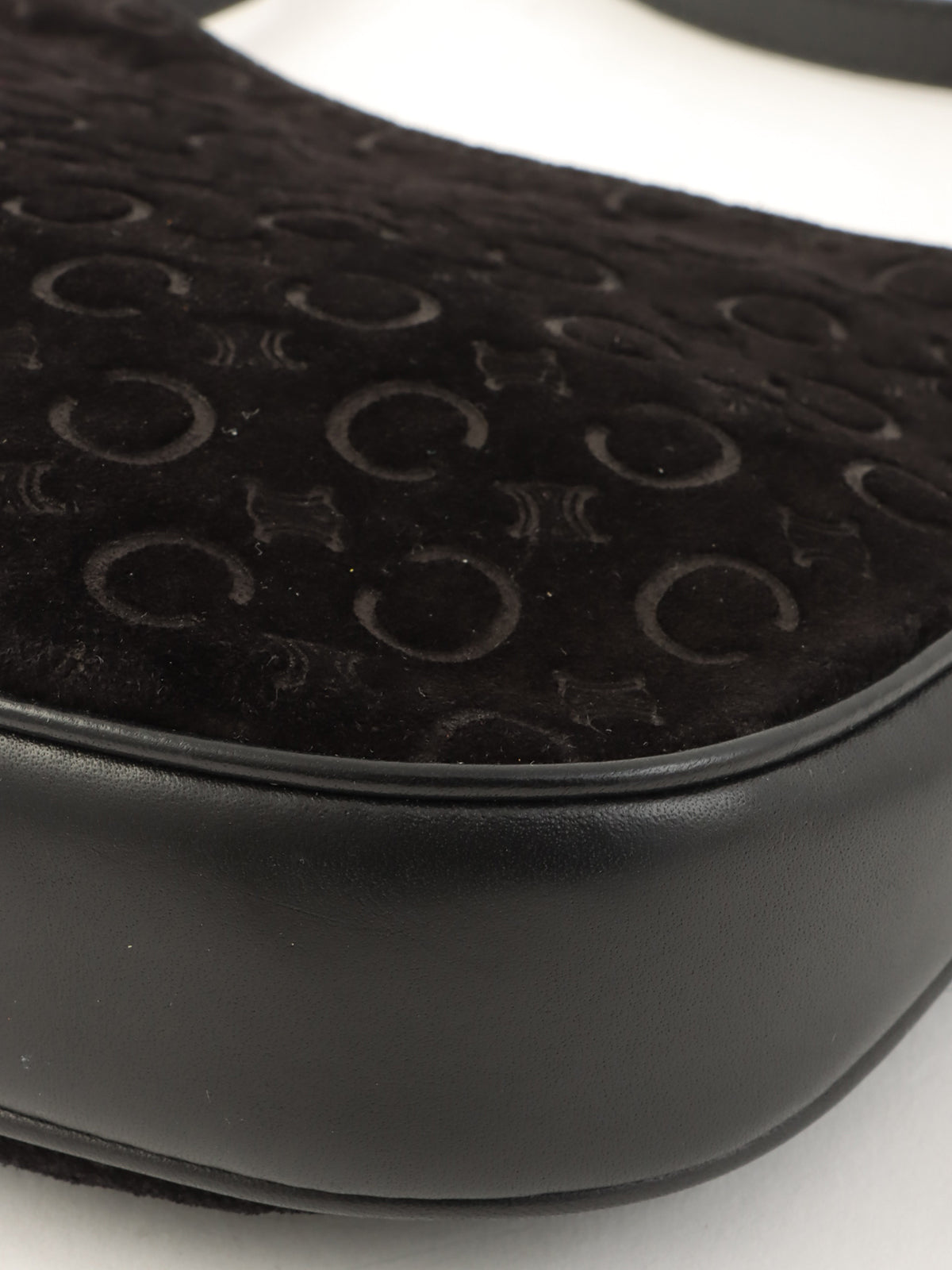 スエードマカダムパターンハンドバッグ ブラック