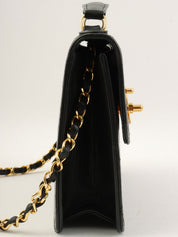1990's Double CC Turn Lock Chain Shoulder Bag in Black