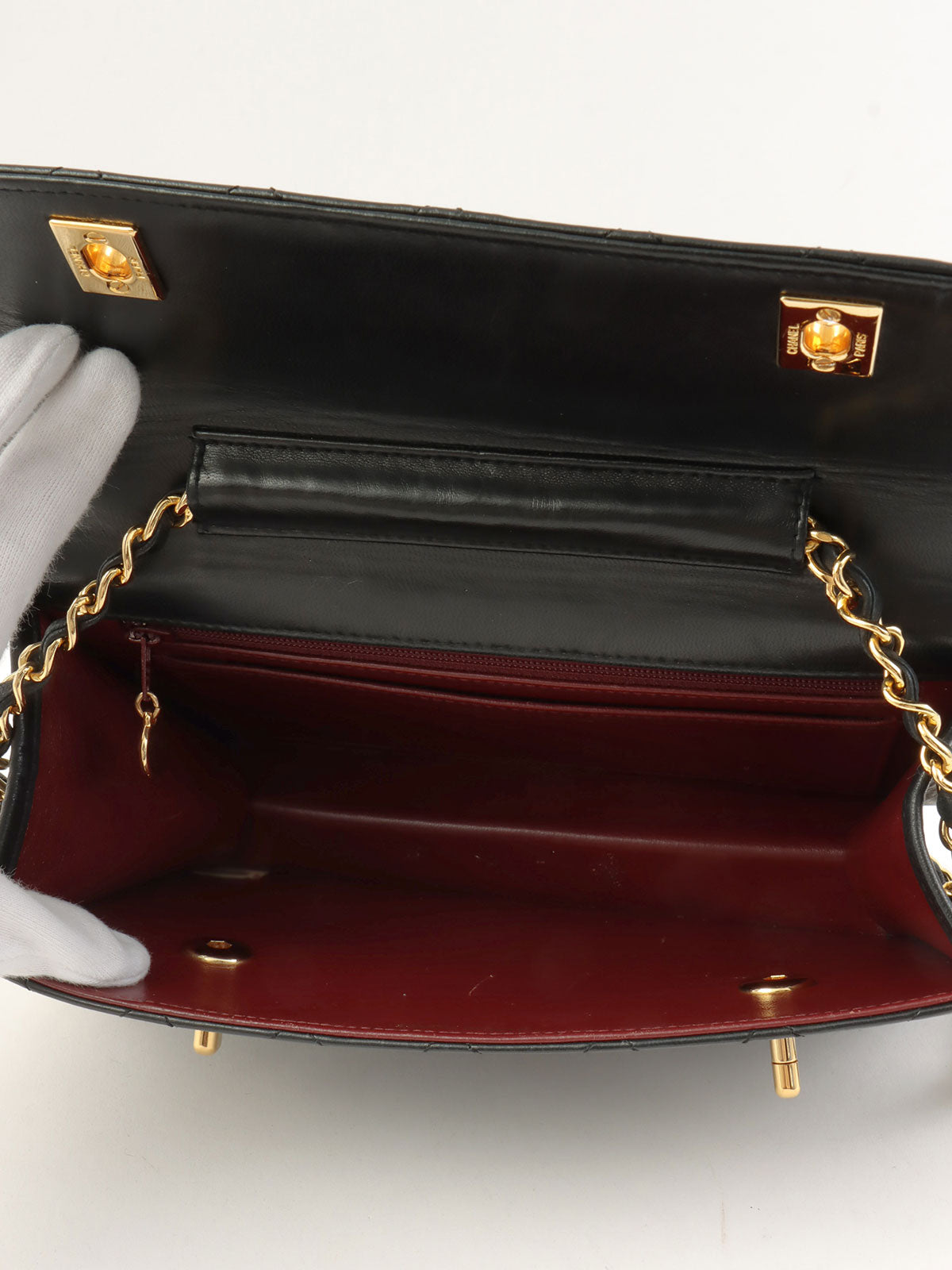 1990's Double CC Turn Lock Chain Shoulder Bag in Black