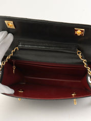 1990's Double CC Turn Lock Chain Shoulder Bag in Black
