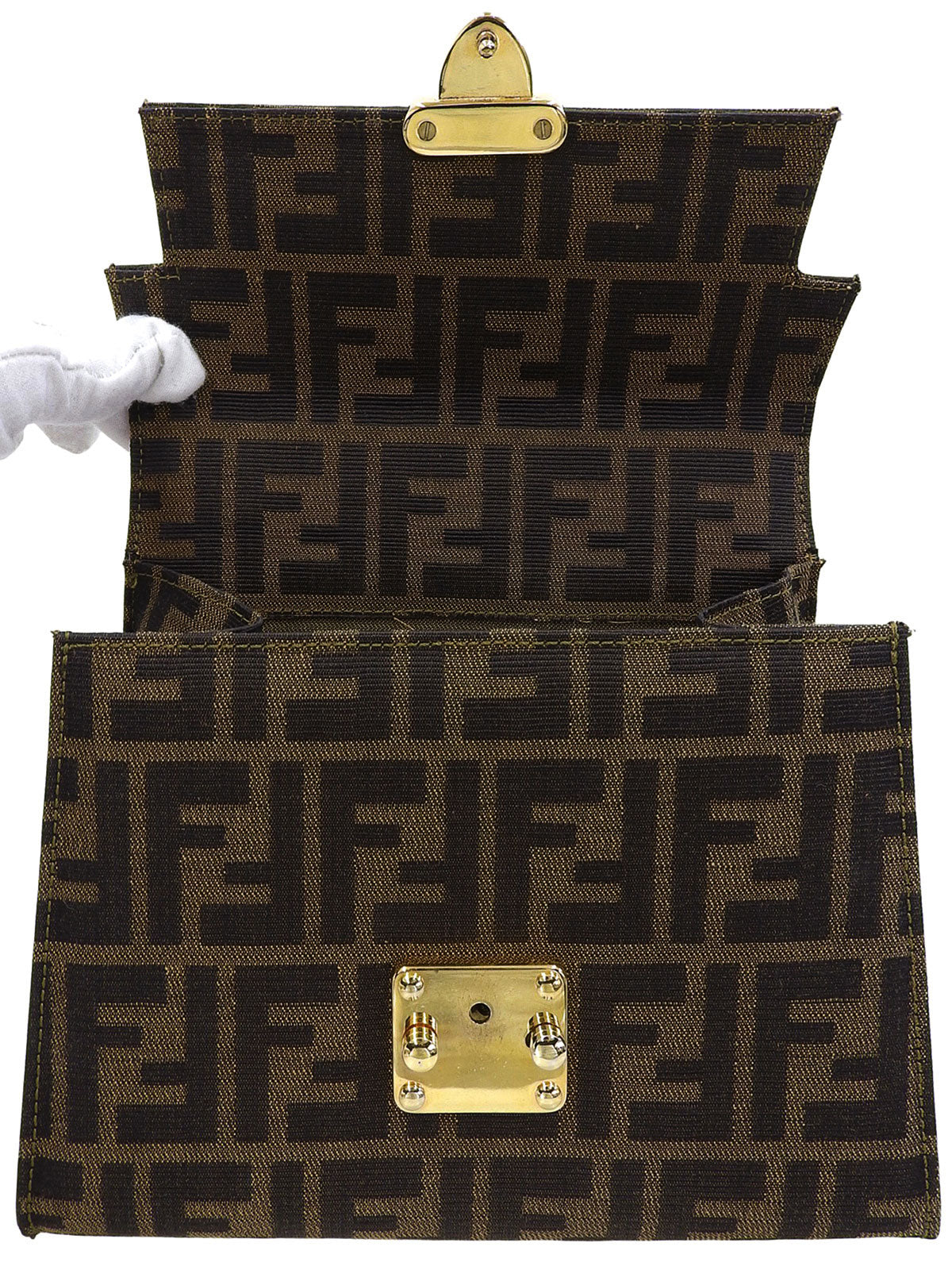 FF Zucca图案两用手提包 棕色