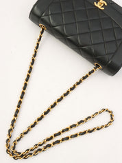 Circa 1990 Diana Flap Chain Bag 25cm Black