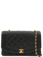 1990年頃製 ダイアナフラップチェーンバッグ25cm ブラック