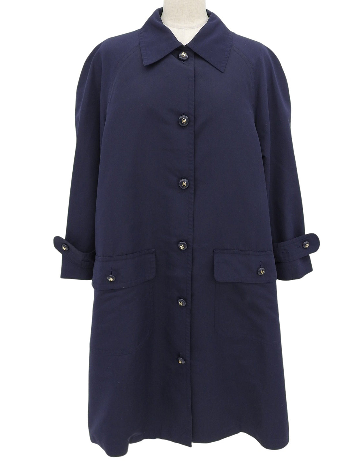 CCマークボタンスプリングコート ネイビー