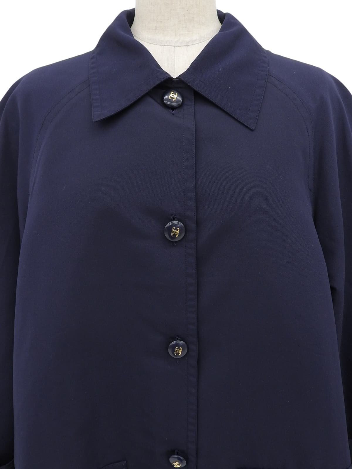 CCマークボタンスプリングコート ネイビー