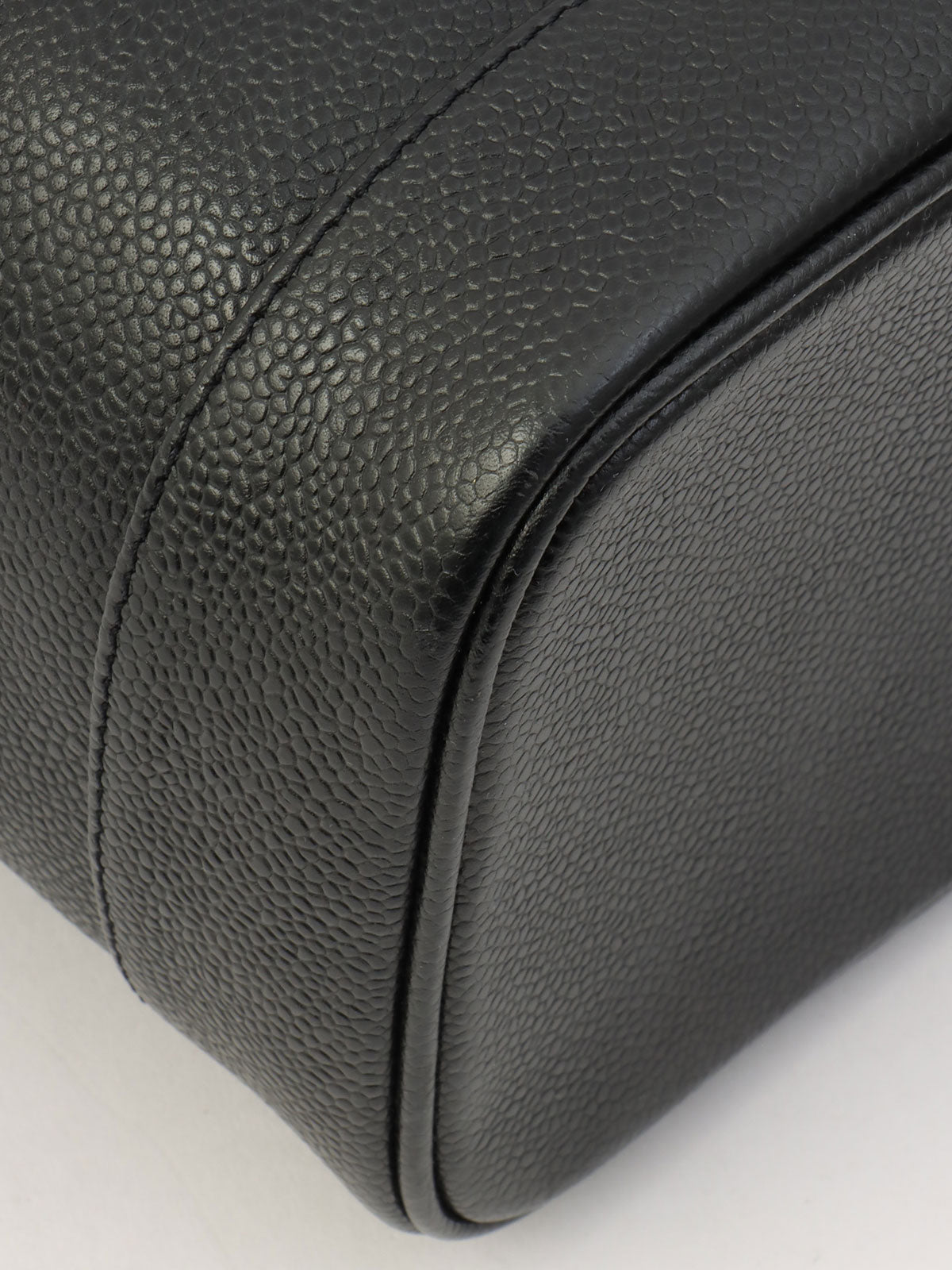 2001年頃製 キャビアスキンCCマークステッチバニティバッグ ブラック