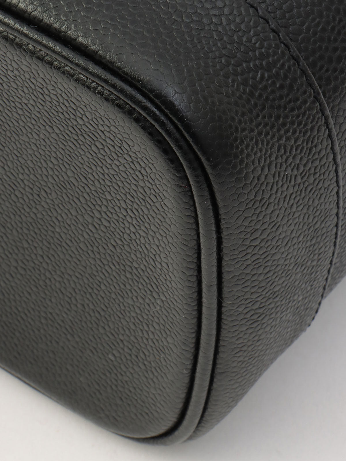 2001年頃製 キャビアスキンCCマークステッチバニティバッグ ブラック