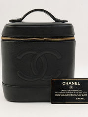 2001年頃製 キャビアスキンCCマークステッチバニティバッグ ブラック