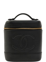 2001年頃製 キャビアスキンCCマークステッチバニティバッグ ブラック