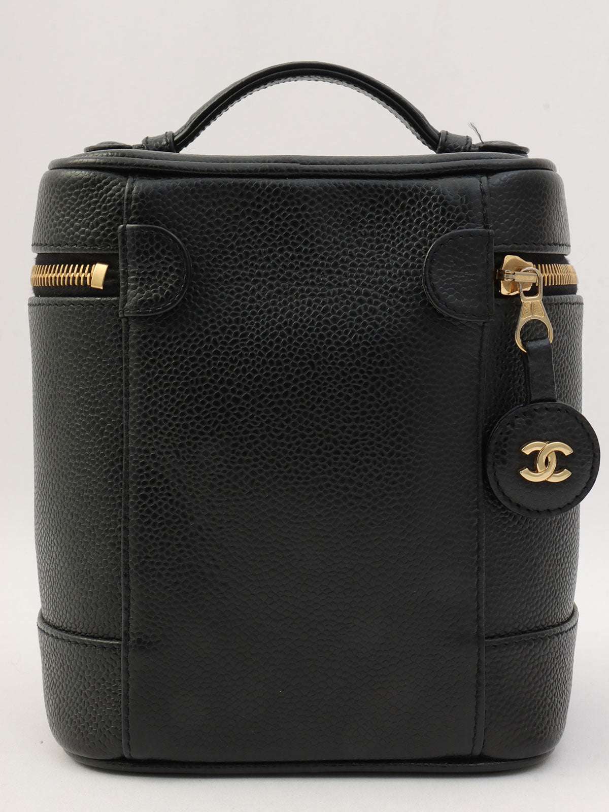 2001年頃製 キャビアスキンCCマークステッチバニティバッグ ブラック