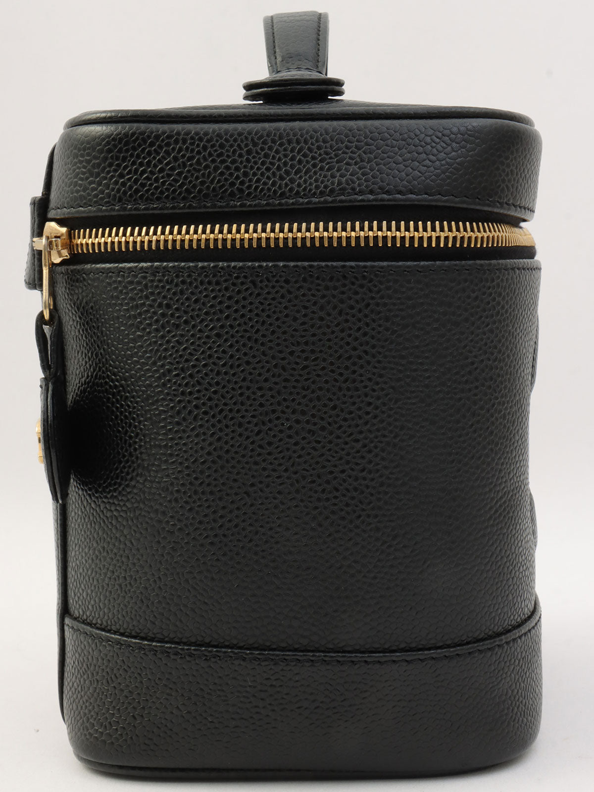 2001年頃製 キャビアスキンCCマークステッチバニティバッグ ブラック