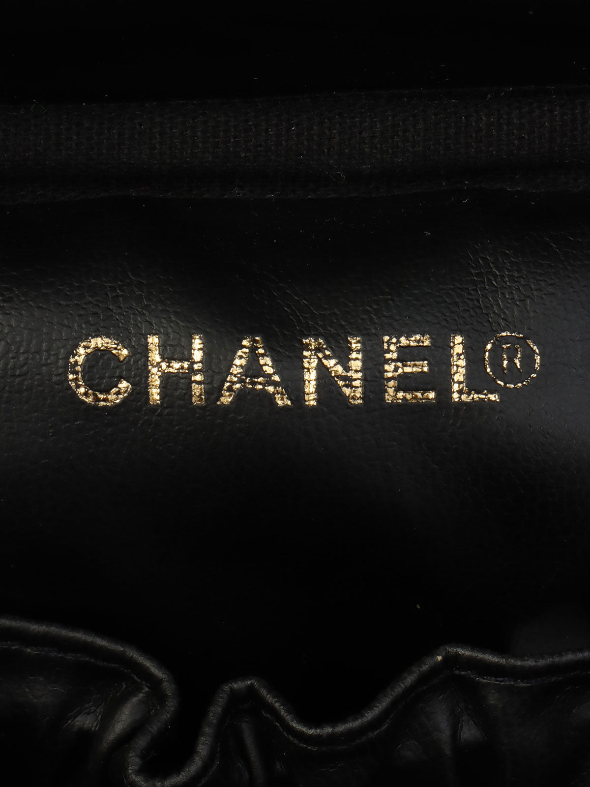 2001年頃製 キャビアスキンCCマークステッチバニティバッグ ブラック