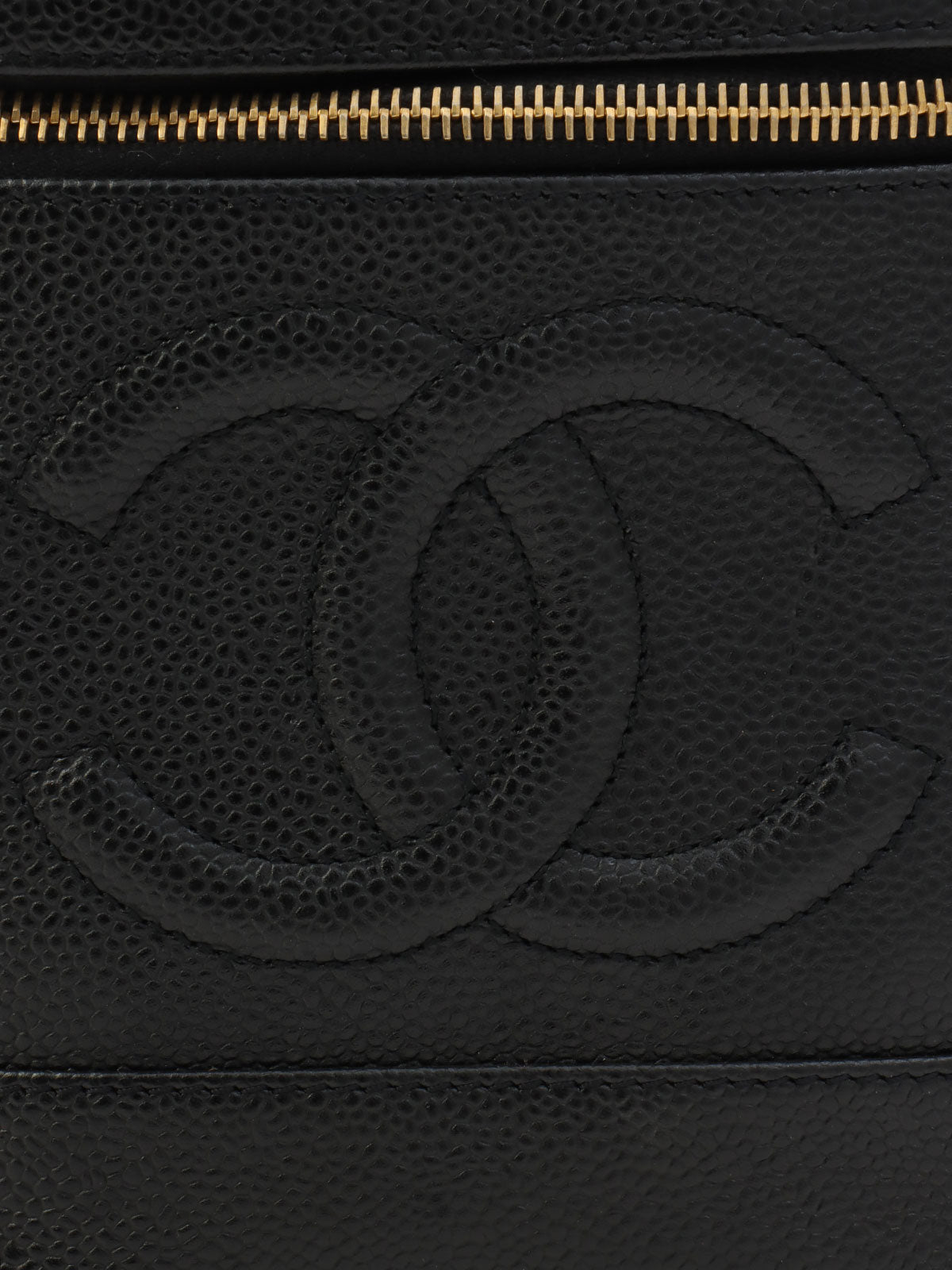 2001年頃製 キャビアスキンCCマークステッチバニティバッグ ブラック