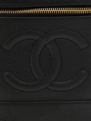 2001年頃製 キャビアスキンCCマークステッチバニティバッグ ブラック